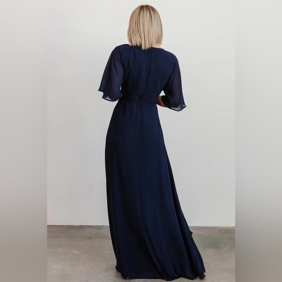 Baltic Born Floor Length Navy Wrap Dress - Picture 3 of 6